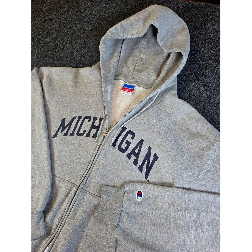 Champion Michigan Wolverines Hoodie Men's Large Gray Full Zip NCAA College